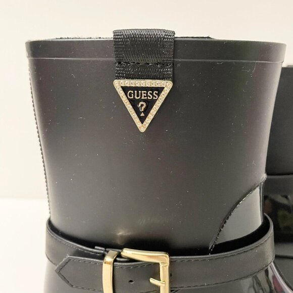 Guess Boots Womens Size 8 Black Booties Slip On Rubber Rain Boot GF Kirklin - Picture 3 of 16